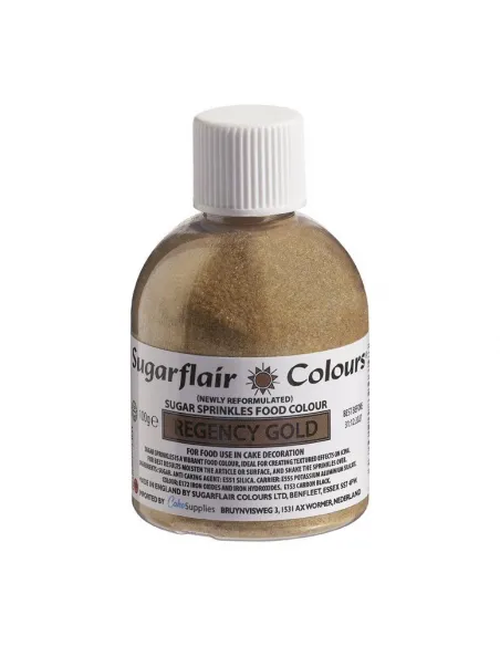 Azúcar fino metalizado Oro Regency 100 g Sugarflair