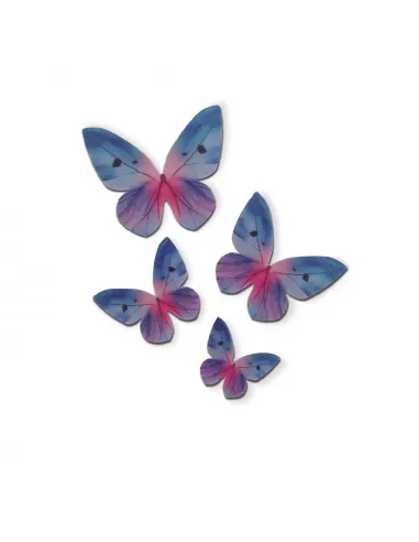 Set 79 mariposas de oblea tonos azules 3 - 6 cm Dekora