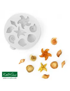 Molde silicona Conchas y Estrellas de mar de mar Katy Sue
