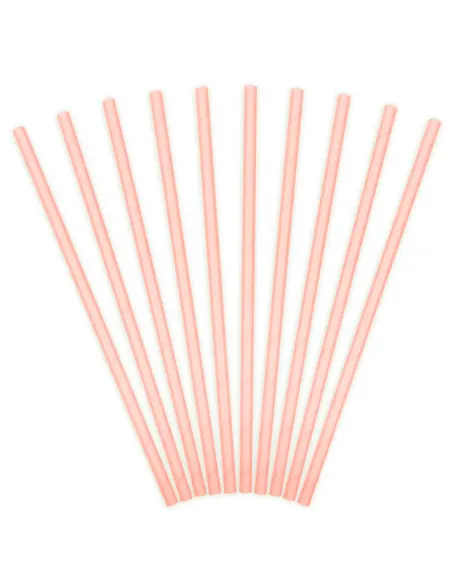 Set 10 pajitas de papel rosa claro PartyDeco