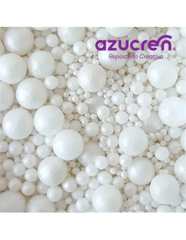 Perlas de azúcar nacaradas 7 - 4 mm y nonpareils Blancos 90 g Azucren