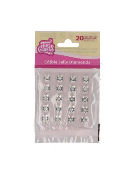 Set 20 diamantes de gelatina transparentes Funcakes