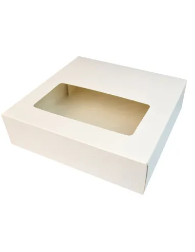 Caja blanca para tarta con ventana 26 x 26 x 8 cm