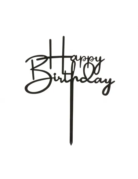 Topper negro para tarta Happy Birthday