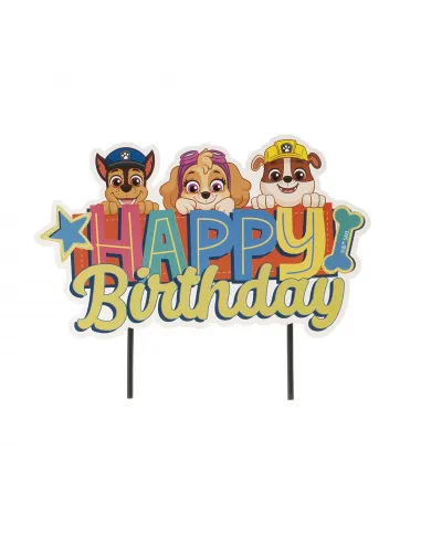 Topper de papel para tarta Happy Birthday Patrulla Canina