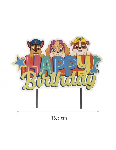 Topper de papel para tarta Happy Birthday Patrulla Canina