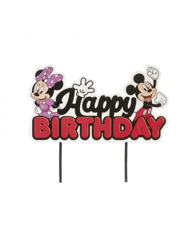 Topper de papel para tarta Happy Birthday Mickey y Minnie