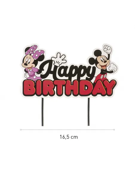 Topper de papel para tarta Happy Birthday Mickey y Minnie