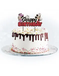 Topper de papel para tarta Happy Birthday Mickey y Minnie 2