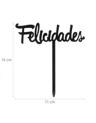 Topper negro para tarta Felicidades Dekora