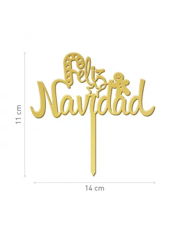Topper dorado para tarta Feliz Navidad Dekora