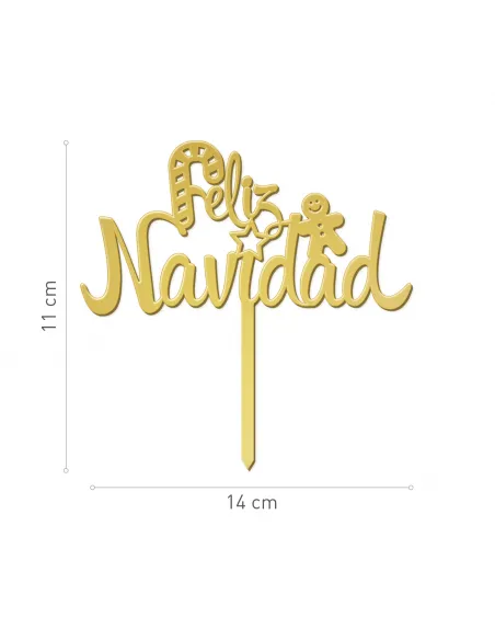 Topper dorado para tarta Feliz Navidad Dekora