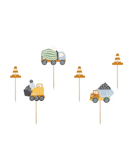 Set 6 toppers Construcción PartyDeco