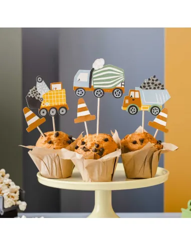 Set 6 toppers Construcción PartyDeco