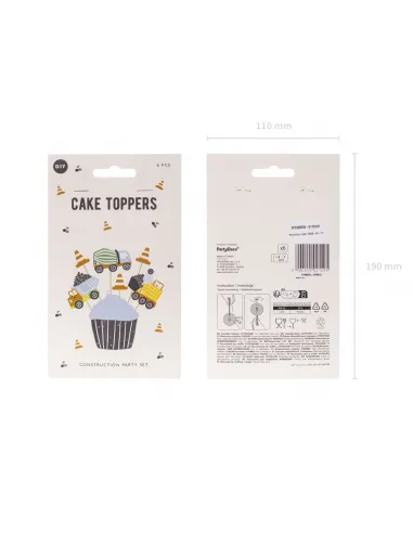Set 6 toppers Construcción PartyDeco
