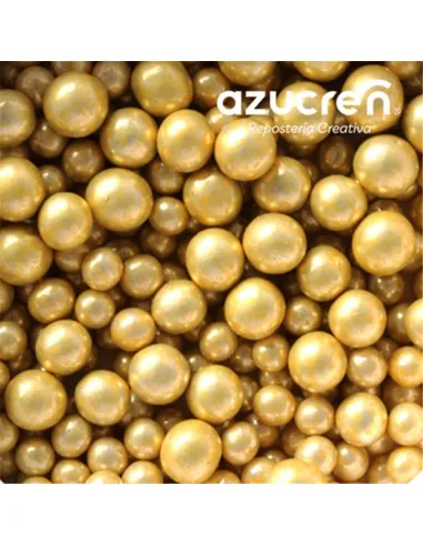 Sprinkles Perlas de azúcar oro metalizado 4 y 6  mm 90 g Azucren