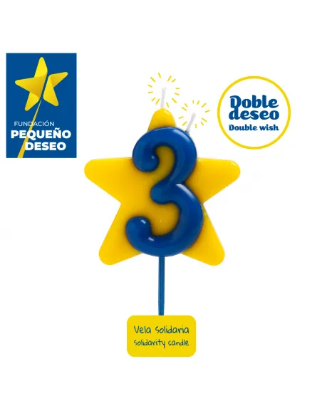 Vela Solidaria Estrella doble deseo Nº 3 Dekora