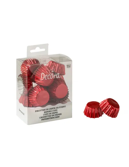 Set 200 mini cápsulas rojas metalizadas Decora