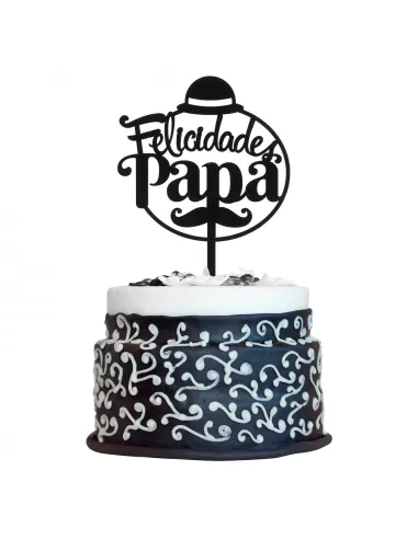 Topper negro para Tarta Felicidades Papá