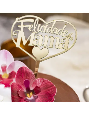Topper dorado para Tarta Felicidades Mamá