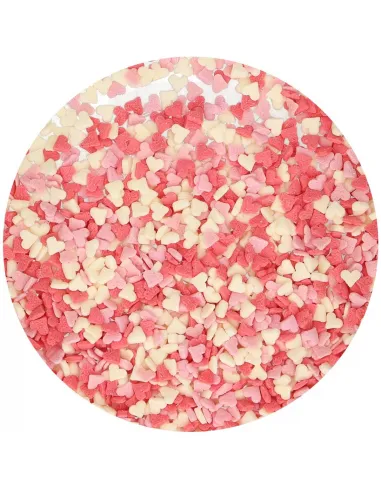 Sprinkles Mini Corazones de azúcar blanco, rosa y rojo 60 g Funcakes