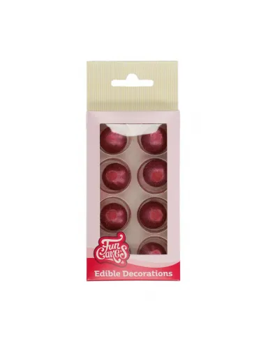 Set 8 bolas rojo rubí de chocolate Funcakes
