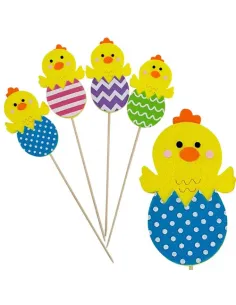 Topper pollito con cascarón y pincho de madera (unidad)