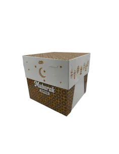 Caja para tarta 20x20x30cm altura regulable Blanca Ramadán Mubarak