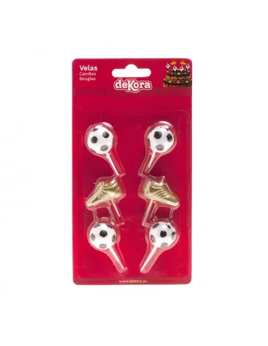 Set 6 velas Balones y Botas de Fútbol Dekora