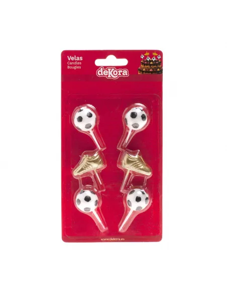Set 6 velas Balones y Botas de Fútbol Dekora