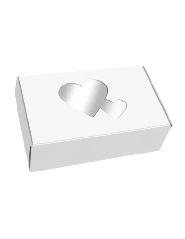 Caja galletas reversible blanca-kraft con ventana corazones