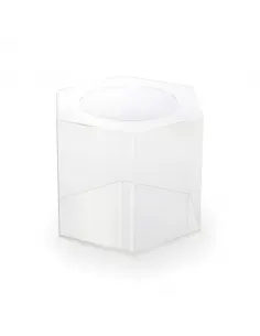 Soporte hexagonal transparente para tarta 20 cm 2