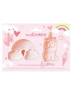 Set 2 cortadores con expulsor Unicornio y Arcoíris ScrapCooking