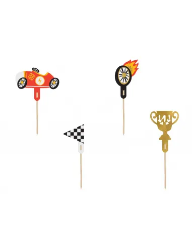 Set 4 toppers Carrera de coches PartyDeco