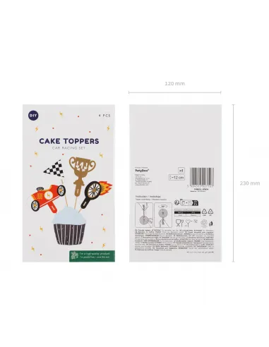 Set 4 toppers Carrera de coches PartyDeco