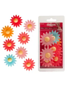 Set 8 margaritas colores surtidos de oblea Dekora