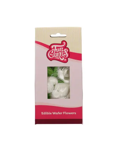 Set tulipanes blancos y hojas de oblea Funcakes