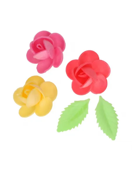 Set flor Frangipani y hojas de colores de oblea Funcakes