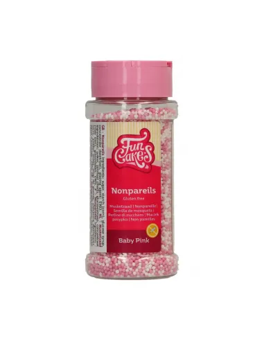 Nonpareils Rosa bebé y blanco 80 g Funcakes
