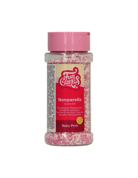 Nonpareils Rosa bebé y blanco 80 g Funcakes