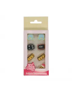 Set 8 decoraciones de azúcar Vuelta al Cole Funcakes