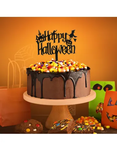 Topper negro para tarta Happy Halloween II