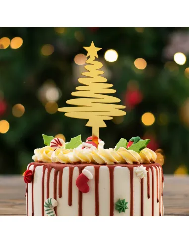 Topper dorado para tarta Árbol de Navidad Dekora
