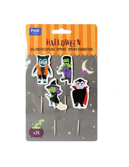 Set 24 toppers Personajes espeluznantes Halloween PME