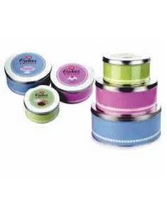 Set de 3 cajas metal redondas.