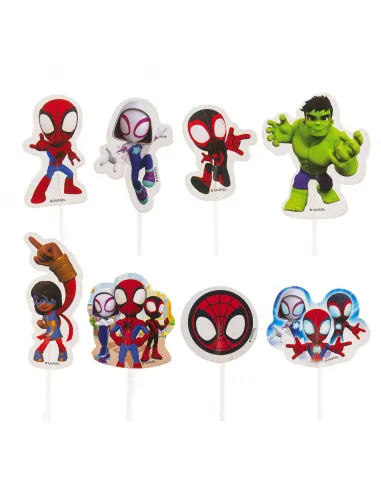 Set 16 toppers de papel Spidey y su Superequipo Dekora