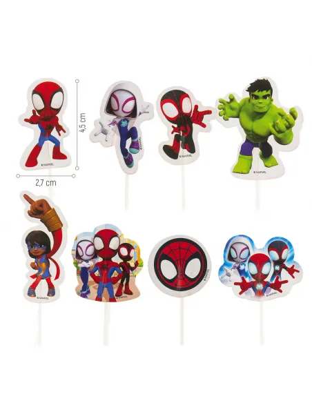 Set 16 toppers de papel Spidey y su Superequipo Dekora