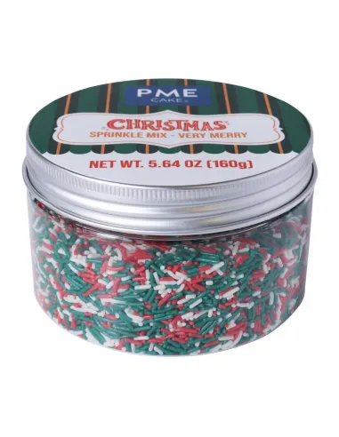 Sprinkles mix fideos de azúcar rojo, verde y blanco Navidad 160 g PME