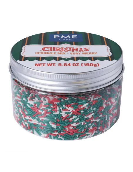 Sprinkles mix fideos de azúcar rojo, verde y blanco Navidad 160 g PME