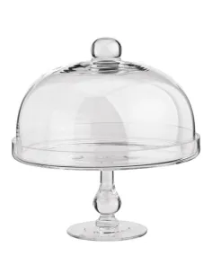 Cake stand de cristal con campana y pie